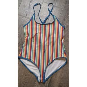 Hanna Anderson Strappy One-Piece Strpied Swimsuit Women's Size Medium